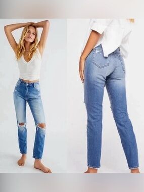 Rolla’s Miller Mid High Rise Slim Ripped Knee Jeans Size 26